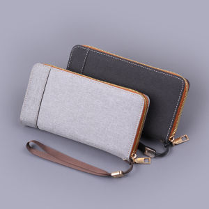 กระเป๋าผ้าใบ JOLIZEON กระเป๋าถือผ้าเดนิมสไตล์ใหม่ สายรัดข้อมือโทรศัพท์มือถือ 12 ช่อง กระเป๋าสตางค์ผู้หญิง กระเป๋าสตางค์ผู้ชาย