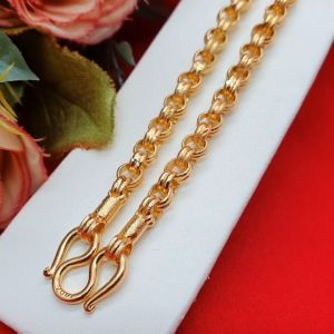 สร้อยคอทองลายผ่าหวายกลม ยาว 20 นิ้ว ชุบทอง ทองไมครอน ทำจากทองเหลือง ใส่ได้ทุกโอกาส ไม่ลอกไม่ดำ ใส่อาบน้ำได้ รูปถ่ายจากสินค้าจริง