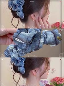 Blue Gingham Mesh Shark Clips Large