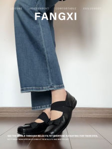 Spring Autumn French Cross Strap Butterfly Knot Square Head Ballet Shoes Semi-Up Boot Mary Jane Flat Heel Womens Footwear