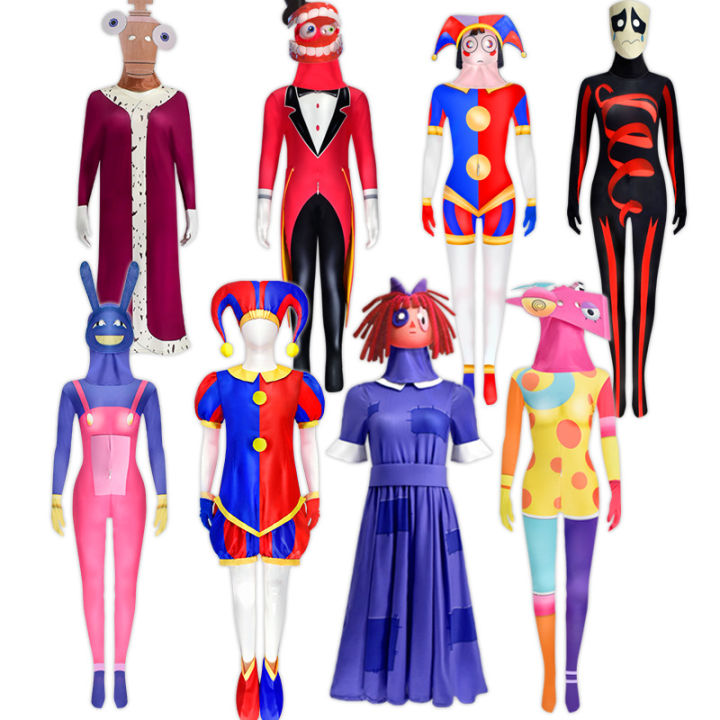 The Amazing Digital Circus Costume Cosplay For Kids Boy Girl Pomni Jax ...