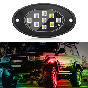 KEVANLY | 2/4pcs RGB Car LED Chassis Lights LED Rock Lights 9SMD Airplane Flashing Decorative Chassis Motorcycle UTV ATV SUV Bottom Lamp