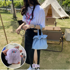 Flower-Picking Cloth Japanese and South Korean Style Pleated Canvas Shoulder Bag Medium Size Soft Texture for Youth