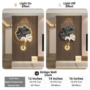 HAOJIUBUJIAN | Digital Perpetual Calendar High-end Grille Ginkgo Design Wall Clock