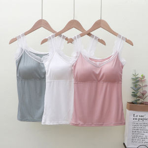 Áo Ba Lỗ Ren Modal Dáng Ôm Có Dây Đeo Vai Áo Ba Lỗ Lót Đệm Ngực Một Mảnh Áo Ba Lỗ Mùa Hè Mới Cho Nữ