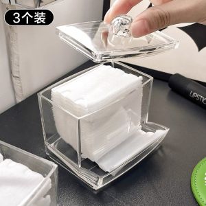 Transparent Cosmetic Cotton Swab Storage Box Makeup Remover Cotton Stick Line Desktop Beauty Egg Cosmetics Storage Box