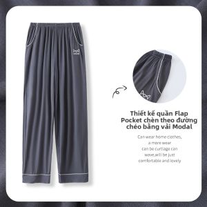 MiiOW | Quần ngủ nam Ice Silk mùa hè mỏng dài rộng rãi thoải mái mặc nhà quần dài thường ngày chất liệu polyester mùa hè