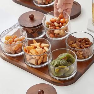 Handmade Sectioned Glass Fruit Plate Wooden