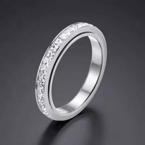 Hot Selling Stainless Steel Rotatable Ring With Small Square Zircon Decompression Design Fashion Jewelry Accessory Wholesale