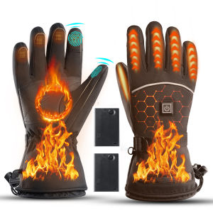 Winter Heated Gloves Women Men Winter Warm Battery Case Heated Gloves Touch Screen Waterproof Skiing Heated Rechargeable Gloves