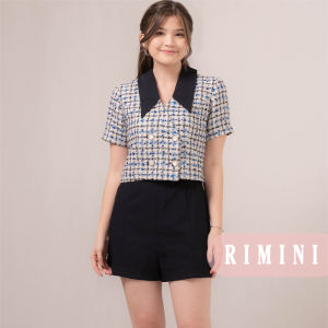 RIMINI - Jumpsuit Pendek Wanita Tweed Kekinian Korean Style - Yessina Romper 85862