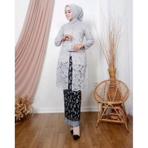 Setelan Kebaya Tunik Brukat Kancing Modern Busui Baju Atasan Wanita Kondangan Pesta Lamaran