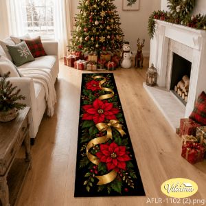 VIKAMA Christmas Corridor Runner Rug Vintage Farmhouse Decorative Non Slip Long Carpet Washable Kitchen Hallway Entryway Mat