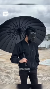 HHYUKIMI Payung Model Samurai Jepang Semi Otomatis Windproof Anti UV - AA415 - Black - Payung Unik Promo Murah
