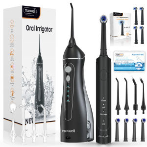 Mornwell | Electric Water Flosser and Electric Toothbrush Set Whitens Teeth Protects Gum Health With 4 Brush Heads and 4 Flosser Nozzles