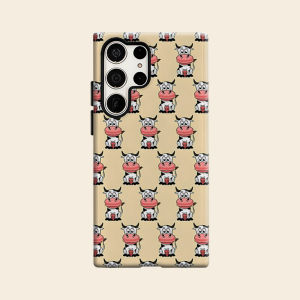 BILIBILI | Cartoon Cow Seamless Luxury Fashion Full Lens Protective Case for Samsung Galaxy S26 S25 S24 A56 A36 Plus Ultra