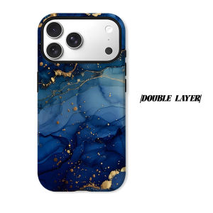 BILIBILI | Blue Gold Ink Phone Case for iPhone 18 17 16 15 14 13 12 11 Air Pro Max Plus Double-layer Cover