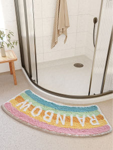 Thảm Phòng Tắm Chống Trượt Nhanh Khô Hình Cung Tròn Nửa Thảm Sàn Nhà Tắm Thảm Phòng Tắm Màu Cầu Vồng Thảm Thấm Nước