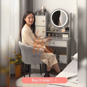 Makeup Desk Vanity Table With Drawers Meja Solek Dressing Table With LED Mirror Makeup Table Bedroom Table Cosmetic Table