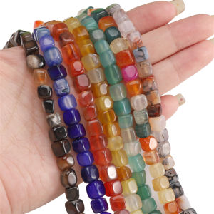10pcs 8mm Natural Stone Colored Agate Cube Beads For Handmade Bracelet Necklace Earring Keychain DIY Craft Jewelry Making
