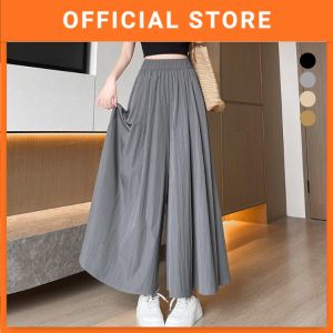 Women High Waist Wide Leg Pants Culottes Bucket Seluar Perempuan Plus Size 女生高腰阔腿裤