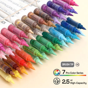 Automatic Ink Control Acrylic Paint Markers 9 pcs Brush Tip Acrylic Paint Pens set with 7 professional color series