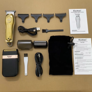 Kemei KM-679 Mini Portable Electric Hair Clipper KM-2024 Reciprocating Twin Blade Razor Shaver Beard Trimmer Shaving Set