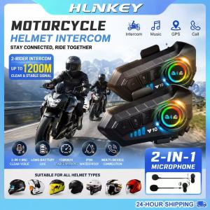 🔥Local Stock🔥 HLINKEY Y10 2X Motorcycle Helmet Intercom For 2 Riders Stereo Supper Voice Hands Free Ipx6 Waterproof 2000Mah Bluetooth 5.4 Headset Earphone