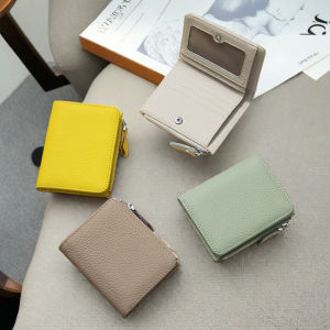 Minimalist Short Wallet for Women Genuine Top Layer Cowhide Leather Large Capacity Multi-Card Vertical Fashion Money Clip