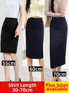 Onneksi | Autumn Winter A-Line Black Big Size Office Wear Midi Skirt