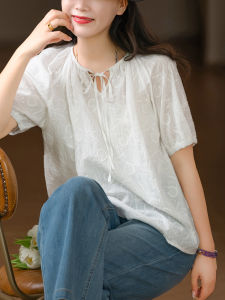 Anti-Aging Light Breathable Full Embroidery Cotton Blouse