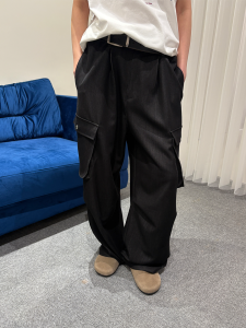 Roaringwild | Black Denim-Like Relaxed Straight Leg Trousers