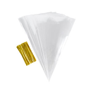 Bộ 50 Túi Nhựa Trong Suốt Hình Nón Để Bảo Quản Kẹo Bắp Rang Đồ Ăn Nhẹ Lý Tưởng Cho Bé Tắm Tiệc Cưới Ủng Hộ Tiếp Liệu