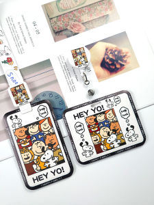 Snoopy Cute Cartoon ID Card Holder Protective Case Horizontal Layout Bus Work Badge Lanyard School Card Holder Snug Fit