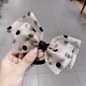 โบว์ผีเสื้อสไตล์เกาหลี ริบบิ้นผ้าตาข่ายลายจุด ตกแต่งผม เครื่องประดับผม เครื่องประดับผมสำหรับผู้หญิง เครื่องประดับผมที่สง่างาม