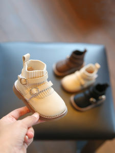 Girls Walking Shoes Soft Bottom Boots Toddler Princess Shoes Spring Childrens Learning Shoes Anti-Slip Comfortable Fabric High Top