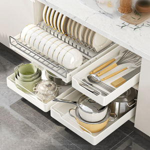 Drill-free Pull-out Basket for Dishes Under Sink