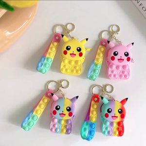 Kids Push Pop It Fidget Toys Kawaii Squishy Coin Purse pouch KeyChain Cartoon kids Wallet Christmas GiftGoodie Bag Gifts