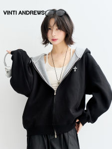 Air Layer Hooded Open Cardigan Sweater Top