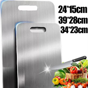 304 Stainless Steel Cutting Boards for Kitchen Double-Sided Cutting Board Cutting Board for Meat Vegetables Baking Dough Kneading Board Premium Titanium Chopping Board