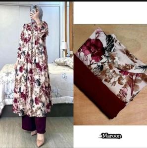 Setelan Tunik Vanesia Rayon Diamond Kancing Depan