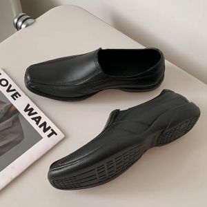 Yapak Von Men's School Students Shoes: Rubber Material Slip-On Flat Formal Shoes for Boys