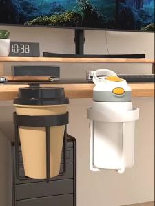 Table Edge Water Cup Holder Iron Hanging Office Coffee Cups Hook Desk Side Storage Rack Fixed No-punching Traceless Mug Holder