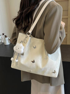 Large Capacity Tote Bag Womens Commuter Single Shoulder Bag for College Students Fashionable Trendy PU Leather Handbag