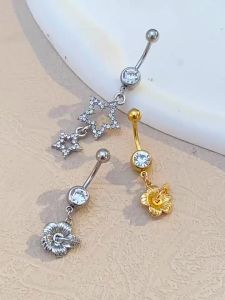 Butterfly Crystal Dangle Belly Button Ring Stainless Steel Navel Piercing