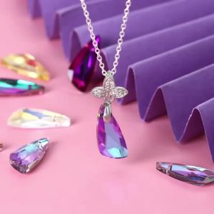 12PCS 10*23mm Áo Pha Lê Cánh Mặt Dây Chuyền Trong Suốt AB Dangle Cho Bông Tai Vòng Cổ Trang Sức Làm DIY Thanh Lịch Phát Hiện