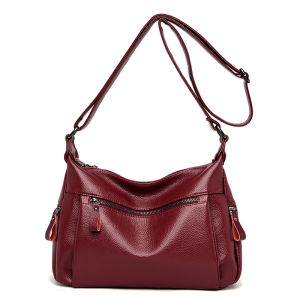 Large Capacity Soft Leather Crossbody Bag Womens Shoulder Bag Casual Style Fashionable All-Match Middle-Aged Mother Bag