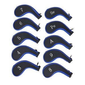 10pcs Golf Club Head Covers Set  Zipper Headcovers For Golf Clubs Iron Covers  Accessories
