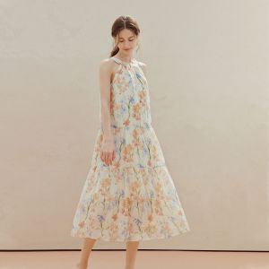 INMAN | Đầm Dài Suông Không Quai Floral