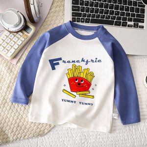 Pure Cotton Long Sleeve T-Shirt for Babies Boys Girls Base Layer Korean Style Childrens Wear Moisture Wicking round Neck Solid Color